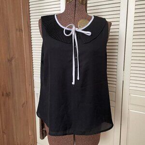 Toby & Olive Sleeveless Blouse Top Women’s XL Fully Lined Pleated Collar